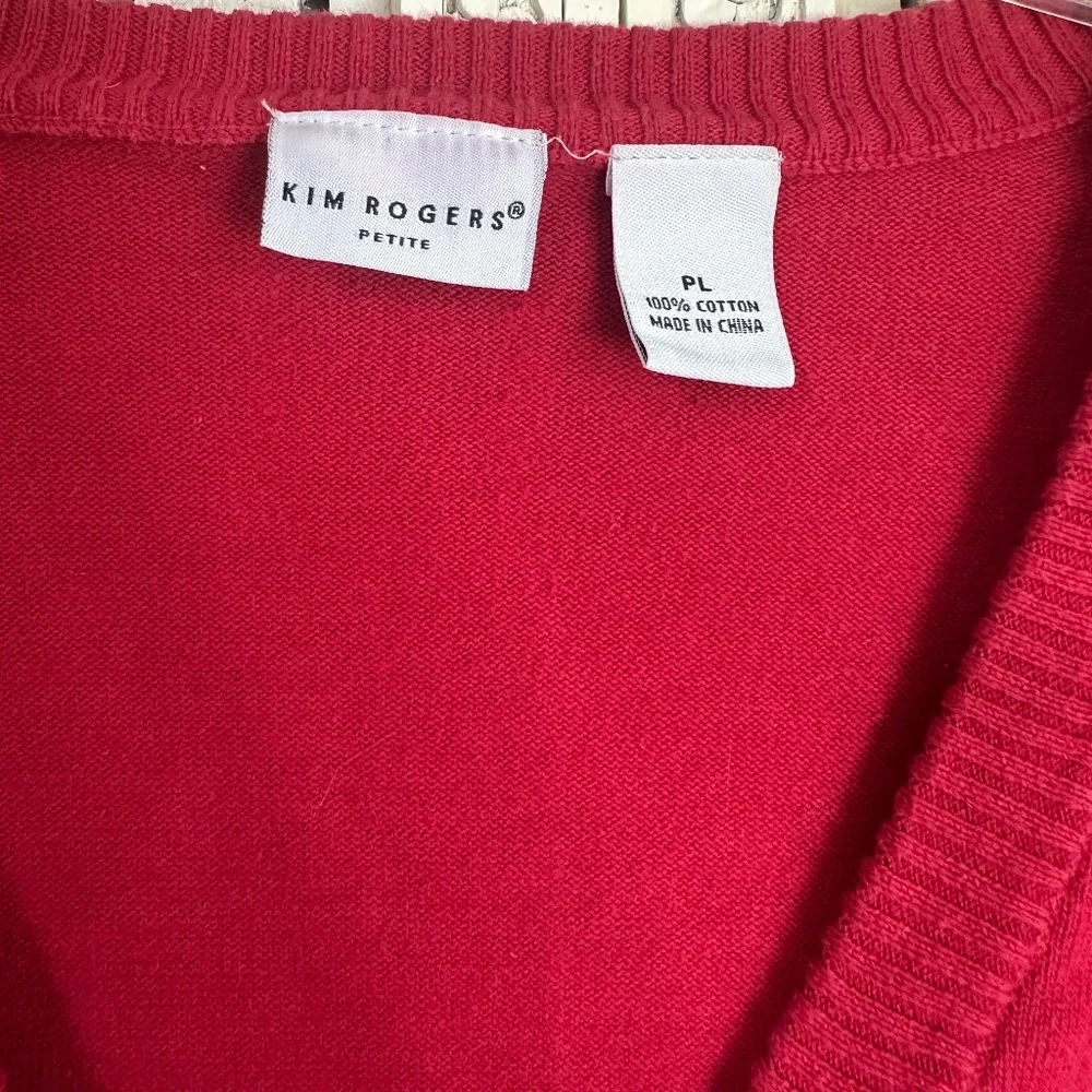Vintage red tie front preppy cardigan with quarter length sleeves coquette - Picture 2 of 6